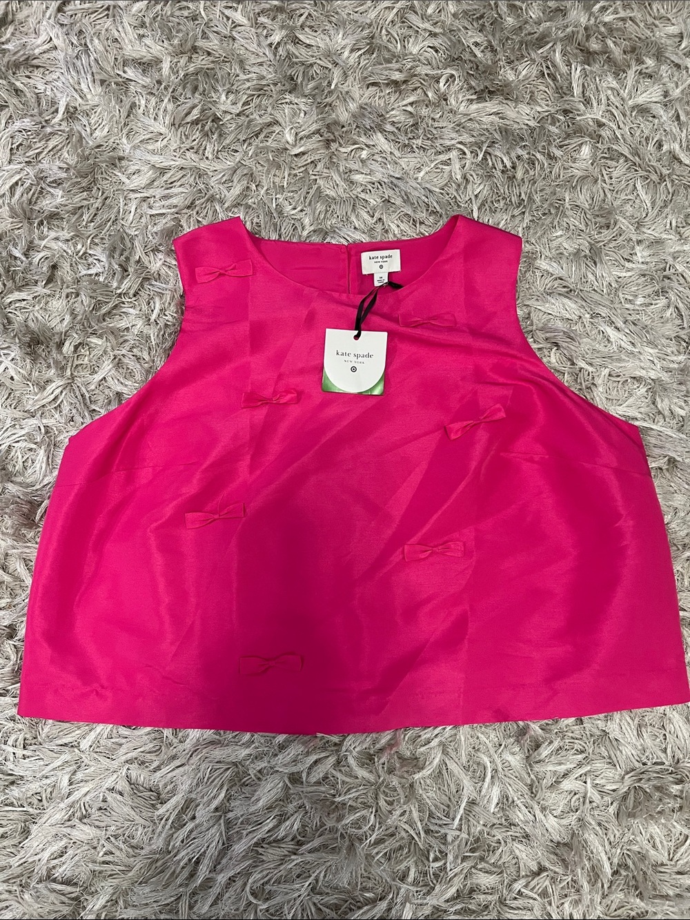 kate spade Women’s Bright Fuchsia Sleeveless Party Top with Bows